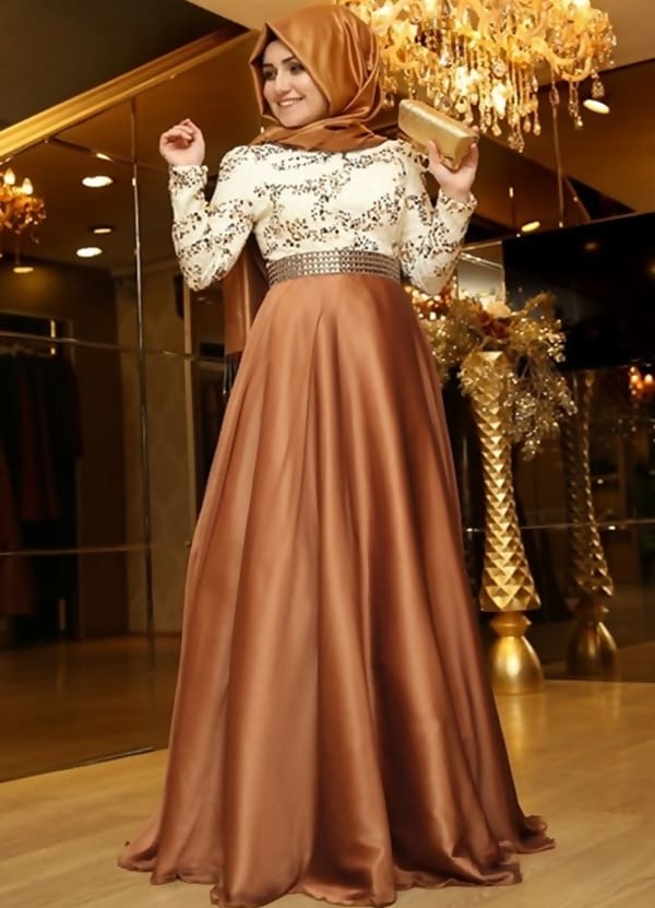 Pınar Şems bakır abiye elbise