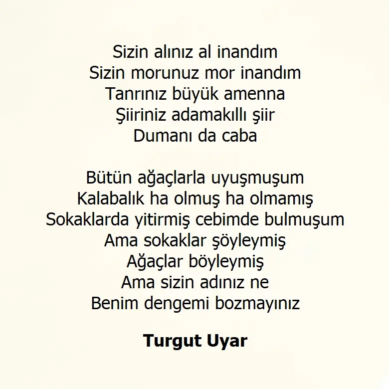 Turgut Uyar denge şiiri