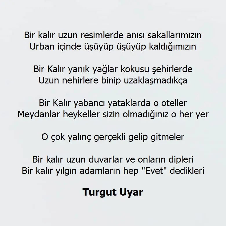 Turgut Uyar çok üşümek şiiri