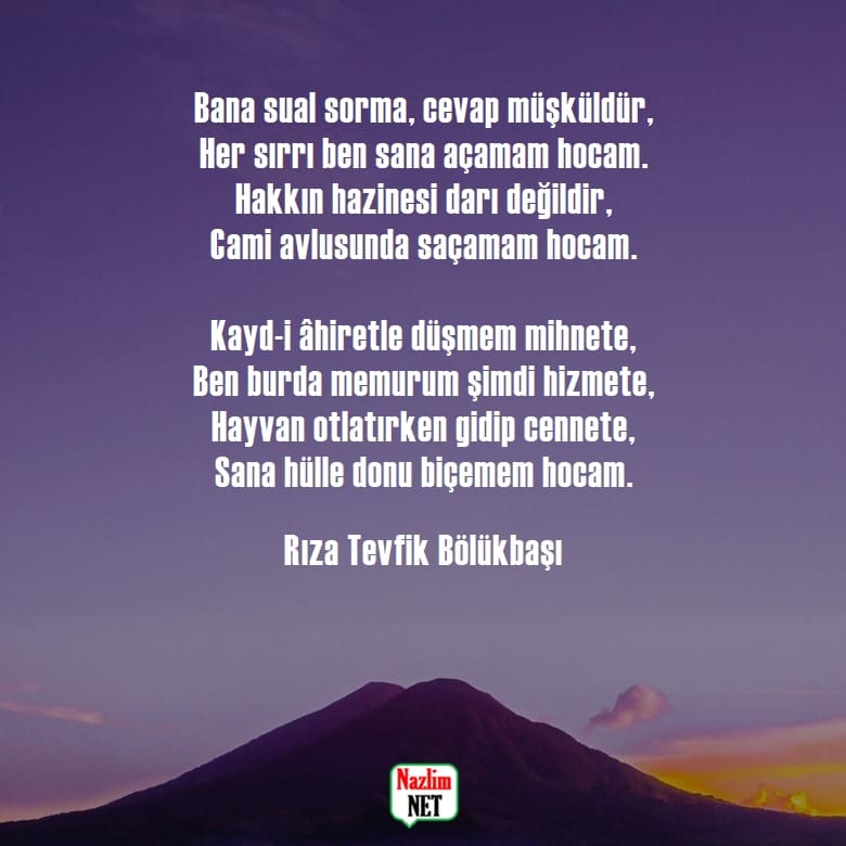 Rıza Tevfik Bölükbaşı şiirleri